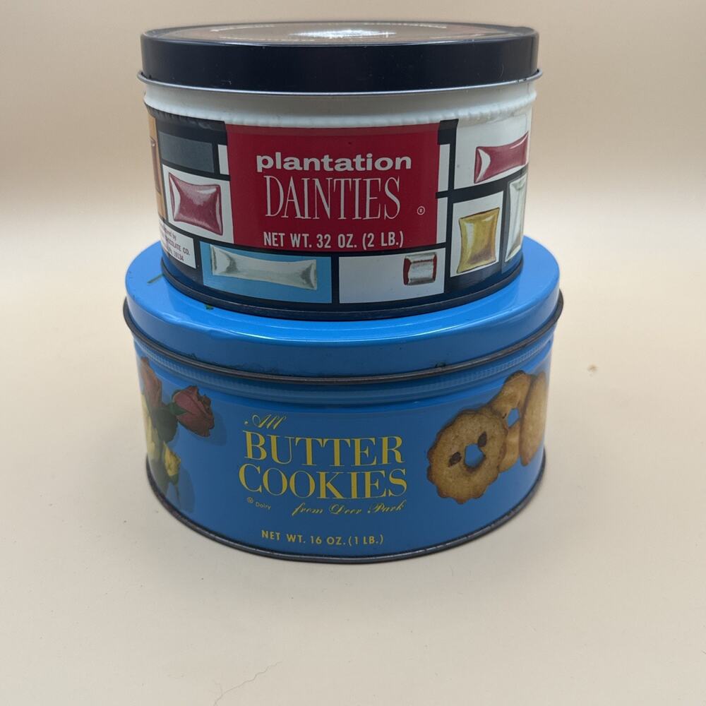 2 Vintage Candy Tins All Butter Cookies Deer Park Dainties